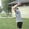 Overhead medicine ball exercise that works on the upper arm complex and rotator cuffs